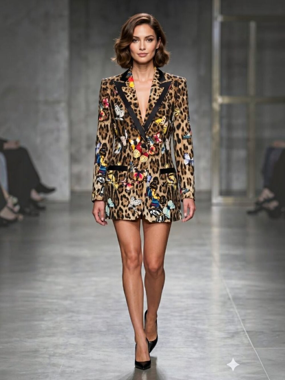 Dolce & Gabbana Silk Leopard Butterfly Blazer Neiman Marcus Exclusive IT 44/US 8